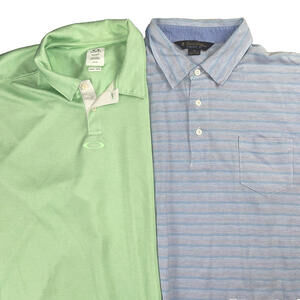 2 Brooks Brothers & Oakley Golf Polo Shirt Bundle Mens XL Performance Green Blue
